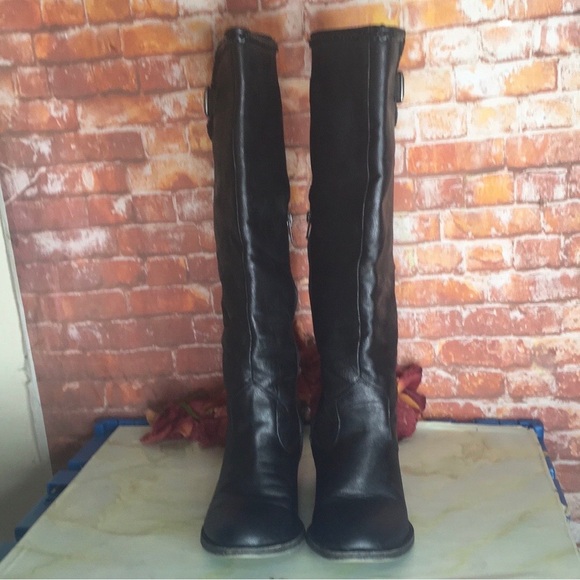 Vintage  Y2K Tall Black Chucky Heel
Almond Toe Riding Boots - Picture 4 of 11